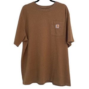 Carhartt Mens Short Sleeve Shirt Sz XL Brown Tan Workwear